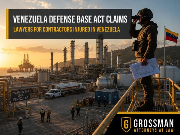A scene of an oil and natural gas facility in Venezuela where U.S. contractors are working who are covered under the Defense Base Act.